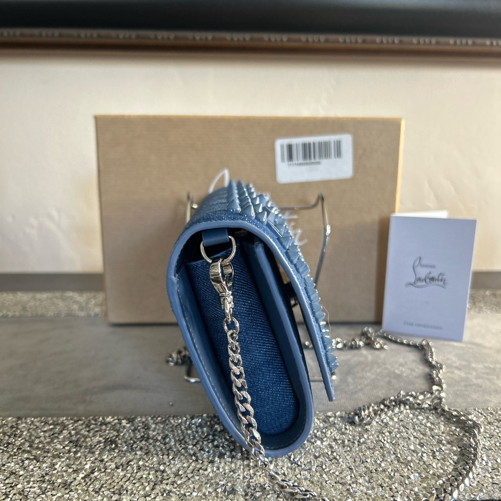 Christian Louboutin Paloma Loubinthesky Denim Wallet on Chain $1390 Retail - Picture 6 of 9